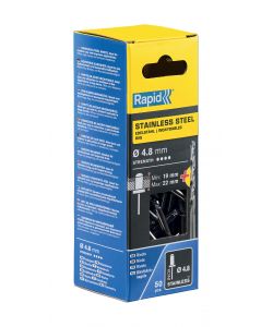 Rapid Rivetti Acciaio Inox 4,8x25 mm con Punta Trapano - 50 Pezzi