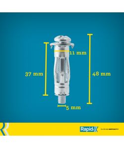 Rapid Tassello Metallico Espansione per Cartongesso 11x37mm - 10pz