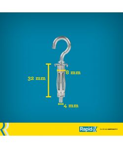Rapid 12 Tasselli ad Espansione M8x32 Fissaggi Cartongesso - con Ganci