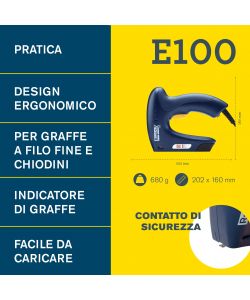 Rapid Graffatrice Elettrica E100 Blu 2-in-1 Leggera e Ergonomica