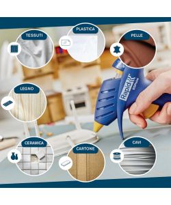 Rapid Pistola per Colla a Caldo Senza Fili Blu 7mm Riscaldamento 5 Minuti