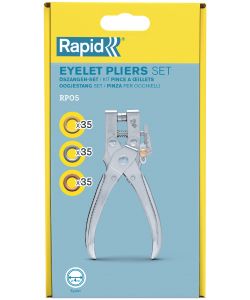 Rapid Pinza Occhiellatrice con Perforatore Integrato Argento - 105 Occhielli 4 mm per Pelle e Tessut