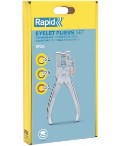 Rapid Pinza Occhiellatrice con Perforatore Integrato Argento - 105 Occhielli 4 mm per Pelle e Tessut