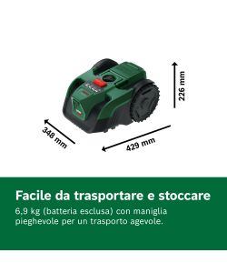 Bosch Robot Rasaerba VISIMOW18V-100 Senza Filo Perimetrale 100 m�  Larghezza taglio 16 cm