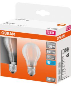Osram 2 Lampadine LED Star E27 - Bianco Freddo - 6,5W 806lm 4000K