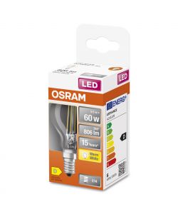 Lampadina LED Osram Star Classic P60 filamento, luce calda E14