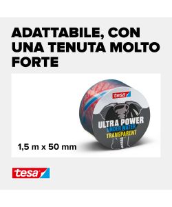 Tesa Nastro Adesivo Impermeabile Trasparente 1,5m x 50mm per Riparazioni
