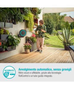 Gardena Avvolgitubo a Parete RollUp M Turchese 20m per Giardino