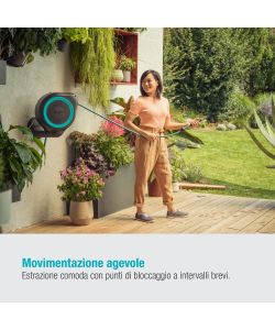 Gardena Avvolgitubo a Parete RollUp M Turchese 20m per Giardino