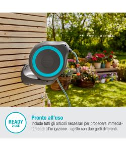 Gardena Avvolgitubo a Parete RollUp M Turchese 20m per Giardino