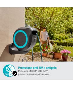 Gardena Avvolgitubo a Parete RollUp M Turchese 20m per Giardino