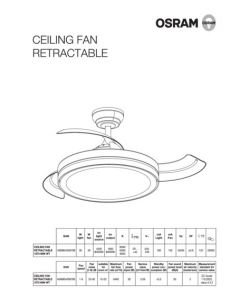 LEDVANCE Ventilatore da Soffitto LEDVANCE Ceiling Fan Retractable 1070 66W Bianco con Pale a Scomparsa