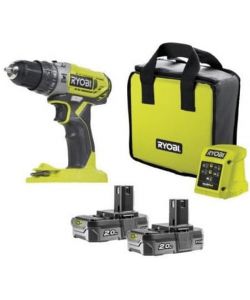 RYOBI Trapano a Percussione 18V Giallo con 2 Batterie 2.0 Ah e Caricatore