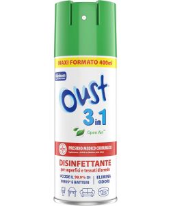 OUST Spray Disinfettante 400 ml - Uccide 99,9% Batteri - Fresco Pulito