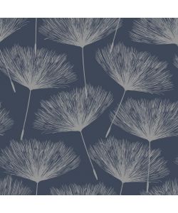DUTCH WALLCOVERINGS Carta da Parati Fleur Blu Marino e Grigio