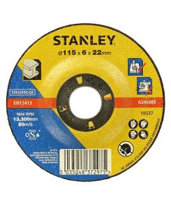 Stanley disco abrasivo metallo 115x6x22 mm convesso per smerigliatura