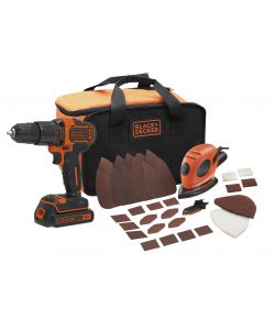 Set Trapano Avvitatore 18V + Levigatrice Mouse 55W Black+Decker