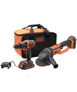 Black & Decker Kit Trapano e Smerigliatrice - Nero - 18V