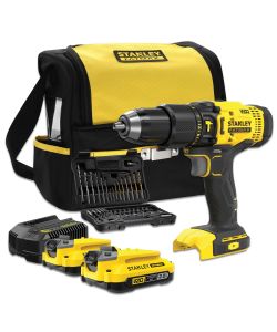 Stanley Trapano Avvitatore Batteria 18V-2Ah V20 Fatmax con 50 Accessori