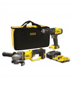 Stanley Fatmax Kit smerigliatrice angolare e trapano batteria V20 18V