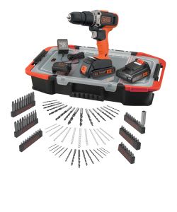 Black+Decker Trapano Avvitatore Percussione 18V con 100 Accessori e Valigetta