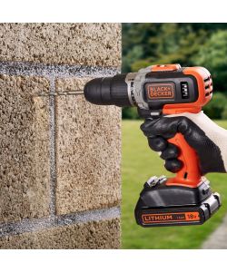 Black+Decker Trapano Avvitatore Percussione 18V con 100 Accessori e Valigetta
