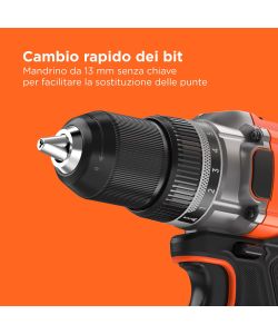 Black+Decker Trapano Avvitatore 18V Arancione con 2 Batterie 2.0Ah