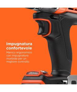 Black+Decker Trapano Avvitatore 18V Arancione con 2 Batterie 2.0Ah