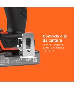 Black+Decker Trapano Avvitatore 18V Arancione con 2 Batterie 2.0Ah