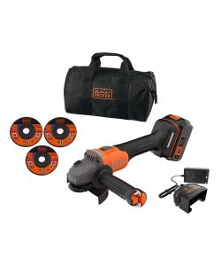 BLACK+DECKER Smerigliatrice Angolare 18V 115mm con Borsa e 3 Dischi