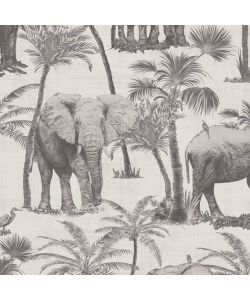 DUTCH WALLCOVERINGS Carta da Parati Elefanti Bosco Antracite