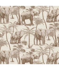 DUTCH WALLCOVERINGS Carta da Parati Elefanti e Alberi Beige