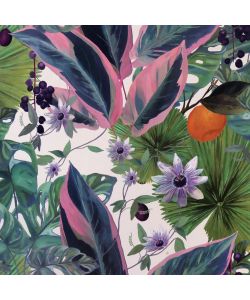 DUTCH WALLCOVERINGS Carta da Parati Passion Flower Bianco e Verde