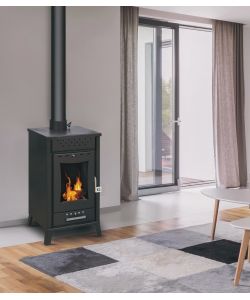 Divina Fire Stufa a Legna Olga 15 kW - Nera - 45,5x48,5x91cm
