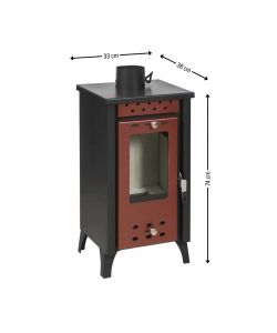 Divina Fire Stufa a Legna Matilde Rossa - 33x38x74 cm - 7,7 kW