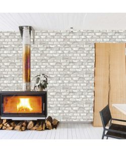 DUTCH WALLCOVERINGS Carta da Parati Motivo Mattoni Bianco EW3104