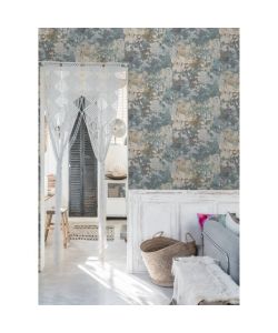 DUTCH WALLCOVERINGS Carta da Parati Cemento Grigio e Verde