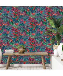 DUTCH WALLCOVERINGS Carta da Parati Paradise Flower Verde