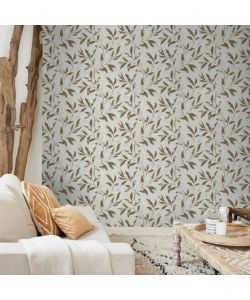 DUTCH WALLCOVERINGS Carta da Parati Leafs Beige e Marrone