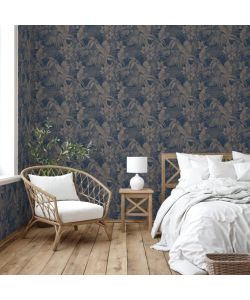 DUTCH WALLCOVERINGS Carta da Parati Joelle in Argento e Blu