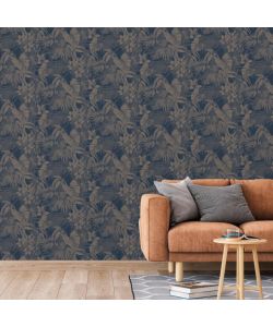 DUTCH WALLCOVERINGS Carta da Parati Joelle in Argento e Blu