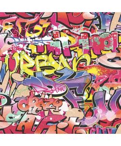 Good Vibes Carta da Parati Graffiti Rosa e Arancione