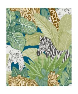 Good Vibes Carta da Parati Jungle Animals Verde e Nera