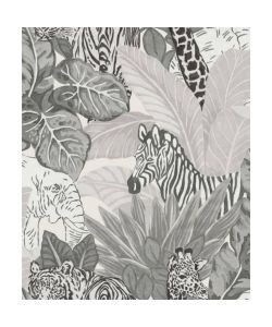 Good Vibes Carta da Parati Jungle Animals Grigia e Nera