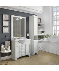 Base Bagno con Lavabo Ceramica - Decap Bianco - 86cm