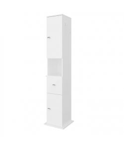 Colonna Girevole Bagno 2 Ante 1 Cassetto Bianco 39x39x190 cm