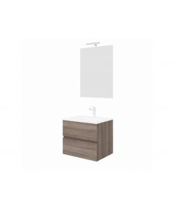 COMPO Mobile Bagno Sospeso Rovere Fumo 60 cm con Lavabo e Specchio LED
