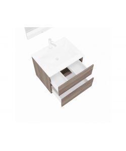 COMPO Mobile Bagno Sospeso Rovere Fumo 60 cm con Lavabo e Specchio LED