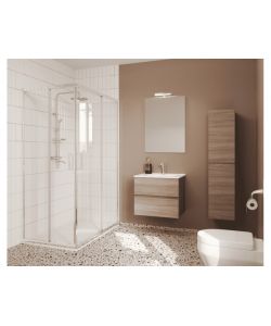 COMPO Mobile Bagno Sospeso Rovere Fumo 60 cm con Lavabo e Specchio LED