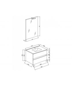 COMPO Mobile Bagno Sospeso Rovere Fumo 60 cm con Lavabo e Specchio LED